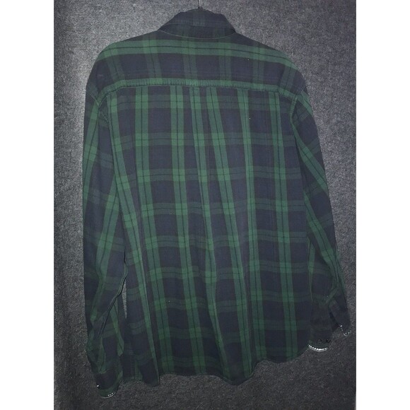 LL Bean Flannel Mens Large Regular Plaid Black Green Style 0 BHF4 Button Down ** - Picture 7 of 11